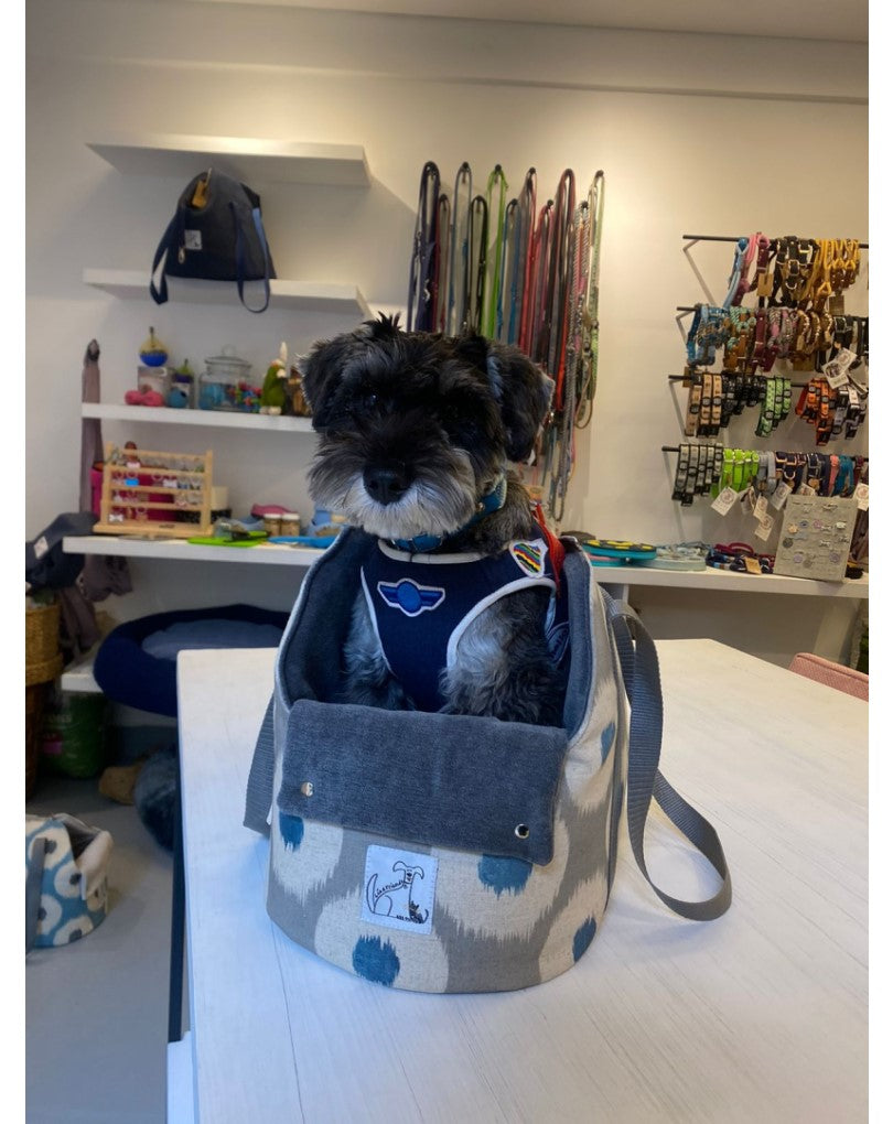 The Grey Spotty Linen Blend Dog Carrier