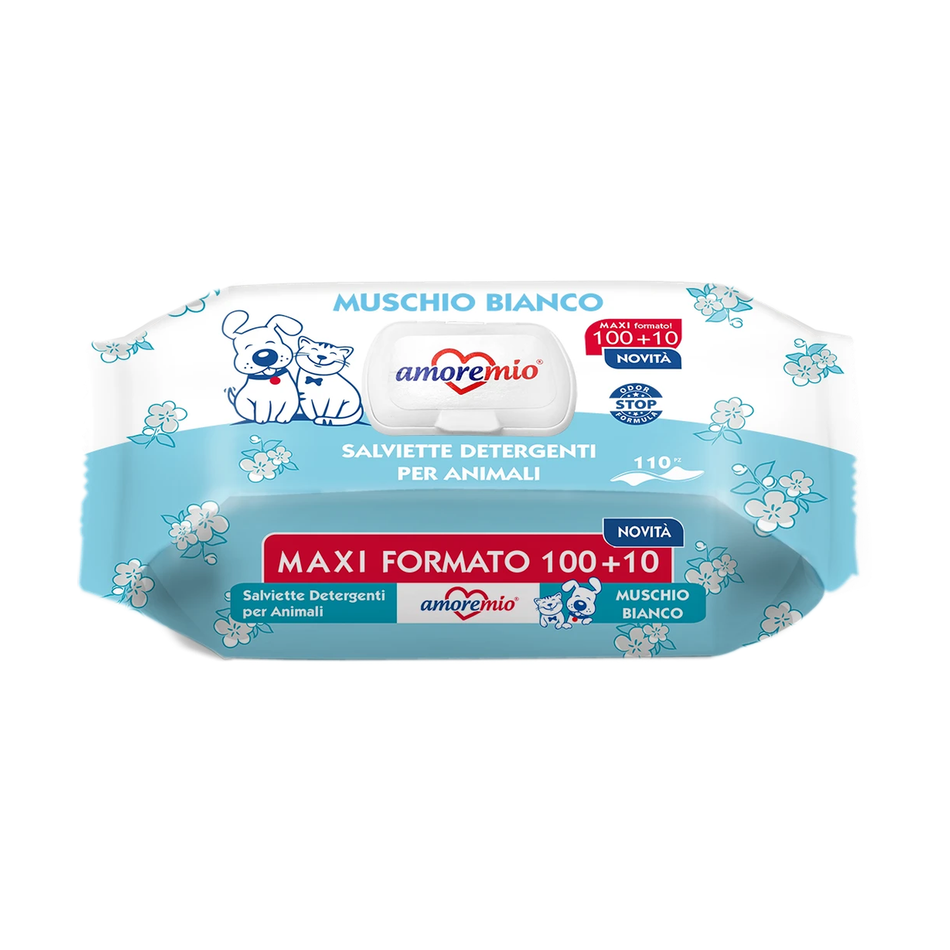 Amoremio White Musk Pet Wipes – Maxi Pack (100+10 Wipes)