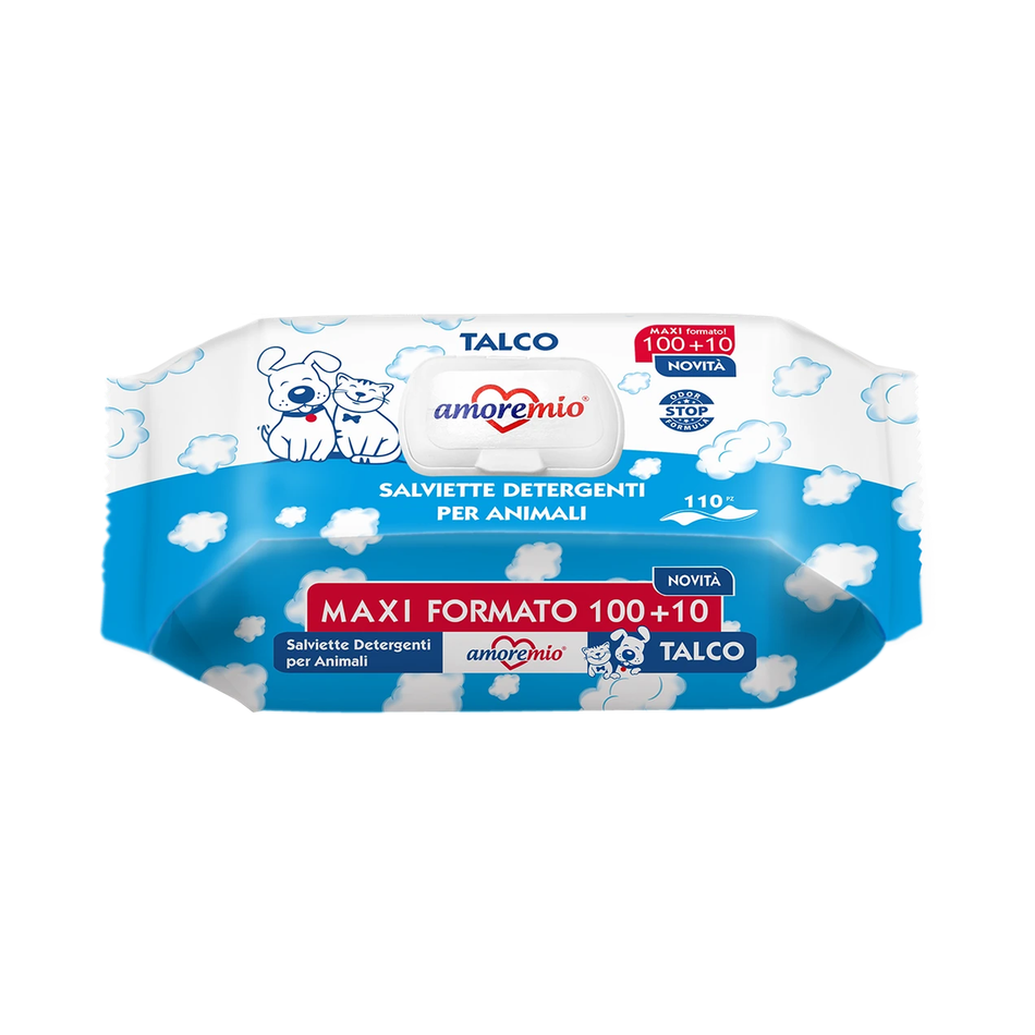 Amoremio Talc Pet Wipes –Maxi Pack (100+10 Wipes)
