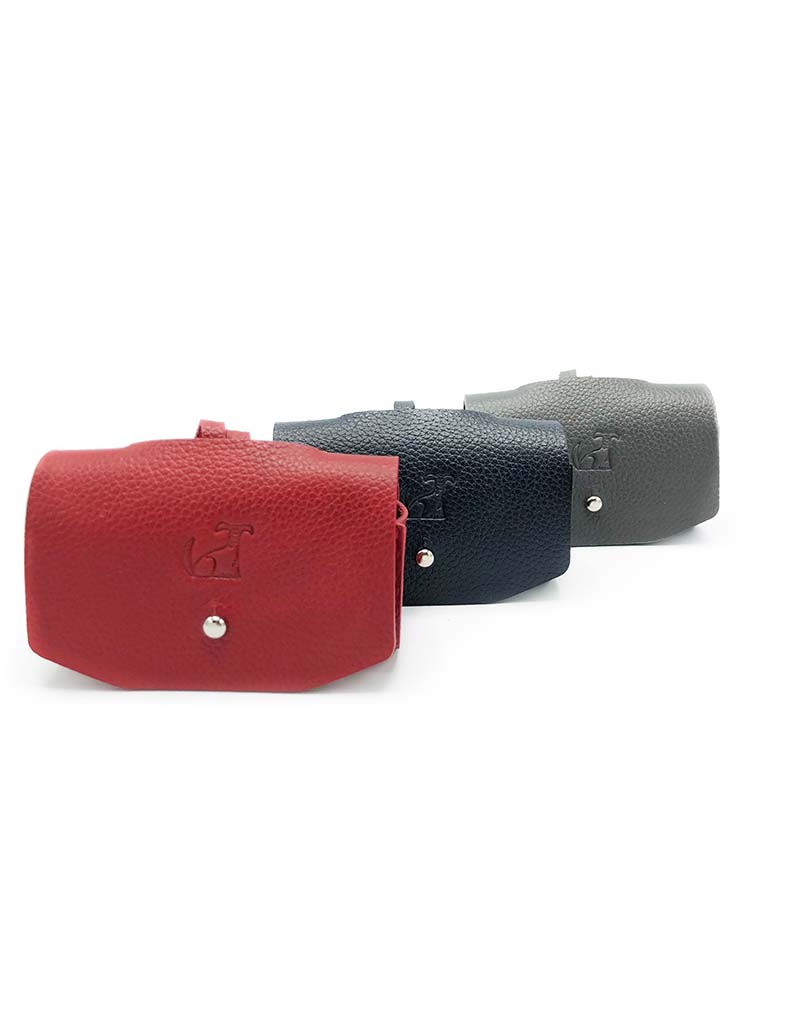 The Grey Leather Poop Bag Holder