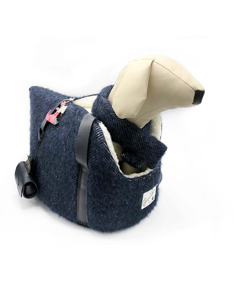“The Marine Blue Fishbone Plaid” Dog Carrier