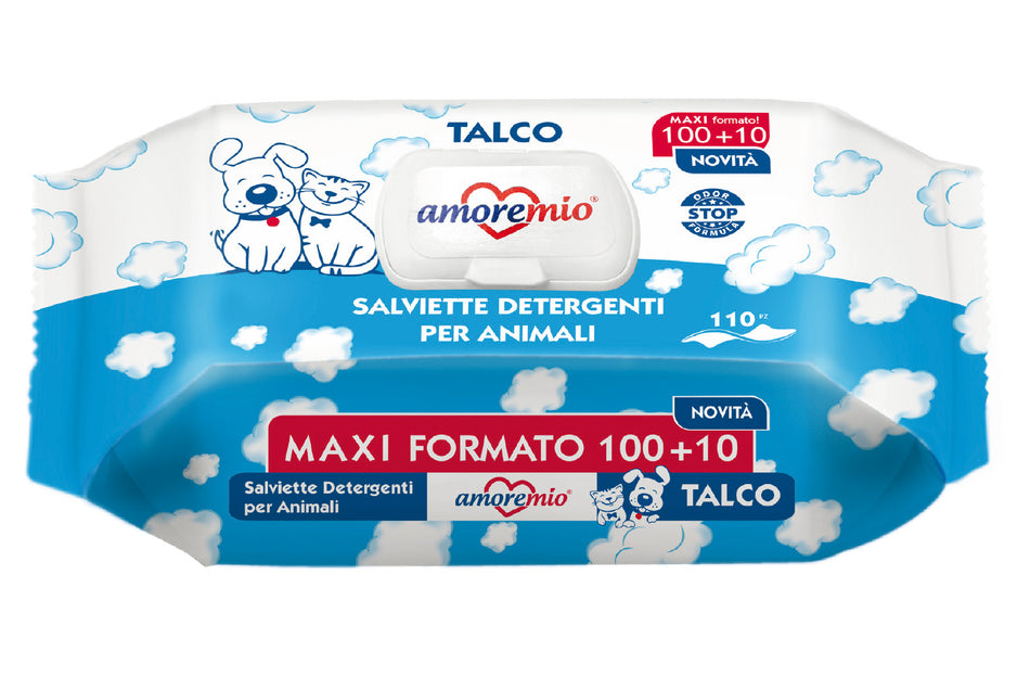 Amoremio Talc Pet Wipes –Maxi Pack (100+10 Wipes)