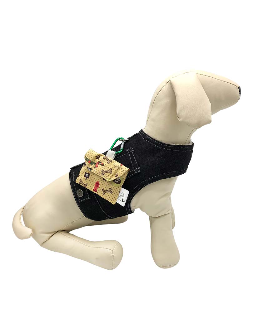 "The Dots & Dogs Print" Yellow Fabric Poop Bag Holder