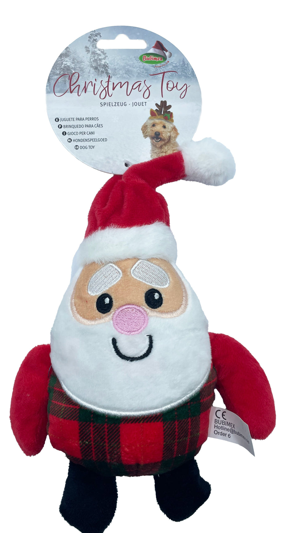 XMAS Santa plush dog, 17cm