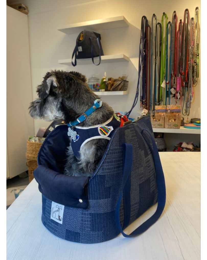 The Patchwork Effect Denim Dog Carrier
