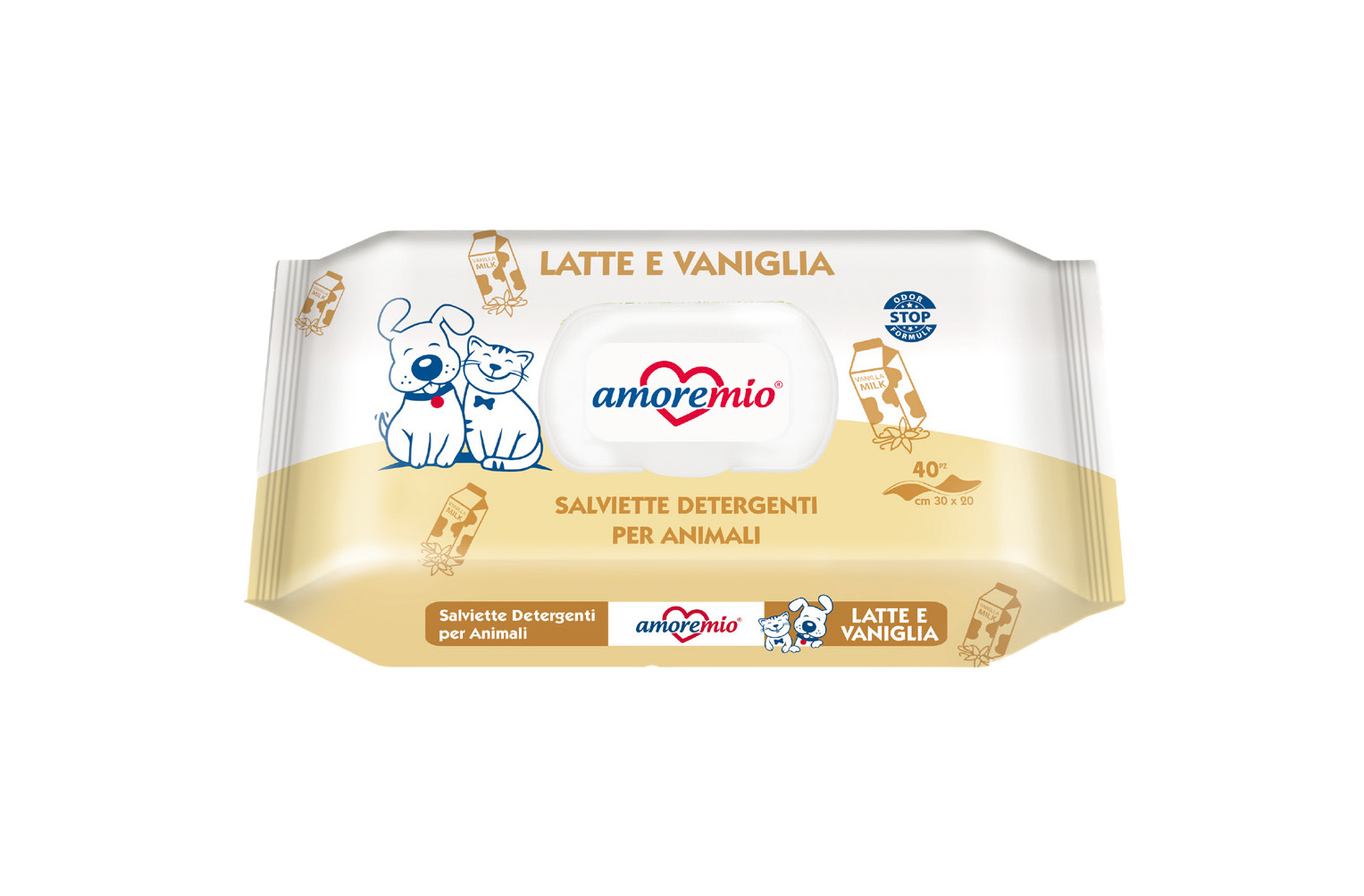 Amoremio Milk & Vanilla Pet Wipes 40pcs