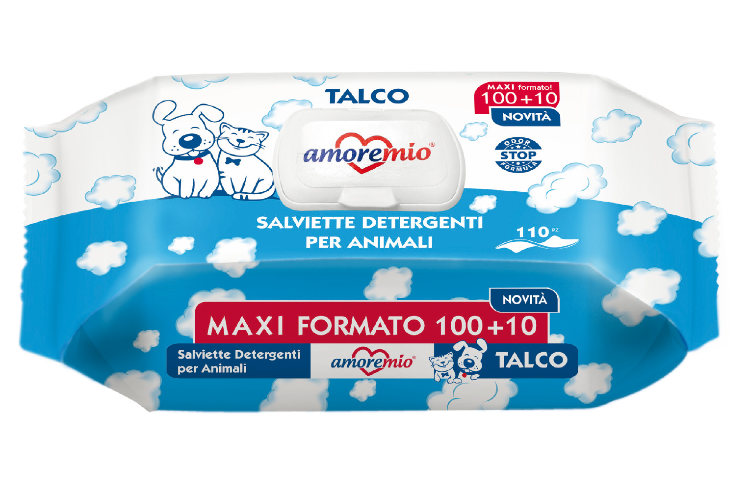 Amoremio Talc Pet Wipes –Maxi Pack (100+10 Wipes)