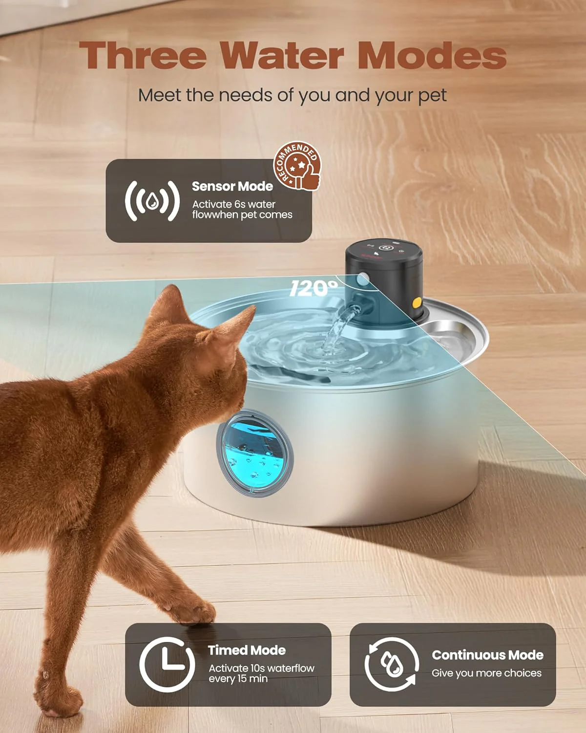 Steel Paws 3.2L Wireless Stainless Steel Pet Fountain