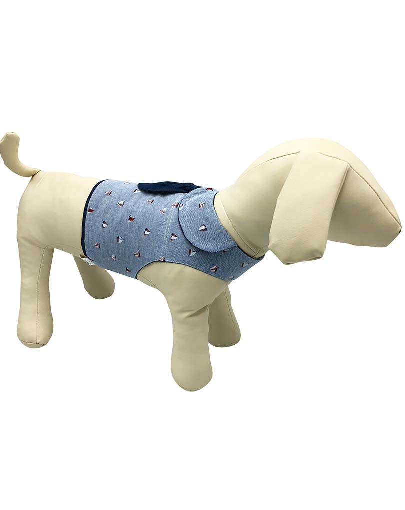 "The Multicolored Sailing Boats" Marine Blue Gilet